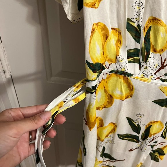 Lulus A La Tart White and Yellow Lemon Print Wrap Dress - Picture 4 of 4